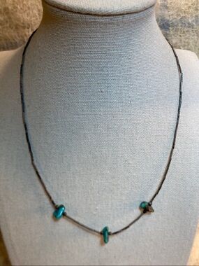 Vintage Sterling Silver & Genuine Turquoise Native Style Necklace